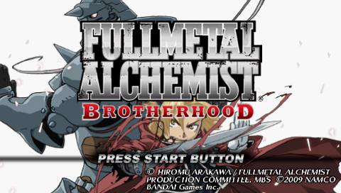 Fullmetal Alchemist: Brotherhood title screen for PSP